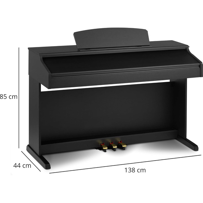 Цифрове піаніно Cantabile DP-50 SM E з 88 клавішами та молоточковим механізмом, 14 голосів, USB, 3 педалі, роз'єми для навушників, підставка для нот - в комплекті банкетка, навушники, навчальний курс - чорний матовий
