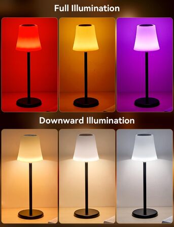 Світлодіодні настільні лампи бездротові 2 шт, IP54, акумуляторні, білі, з димером, сенсорне управління, 5200mAh для ресторанів, спальні