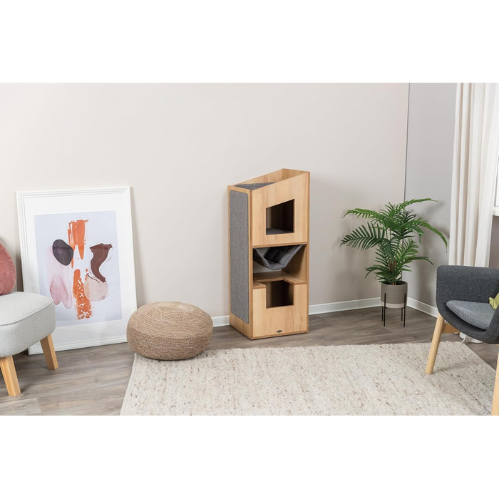 Будиночок для котів TRIXIE CityStyle 105 см, коричневий/сірий – сучасний котячий будиночок з гамаком та зручним лежанком – міцний та комфортний, 44725