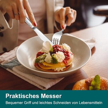 Набір столових приборів Joyfair на 6 осіб (60 предметів), нержавіюча сталь, з молотком, ніж, виделка, ложка, елегантний столовий прибор для дому/вечірки/ресторану, блискучий, придатний для миття в посудомийній машині