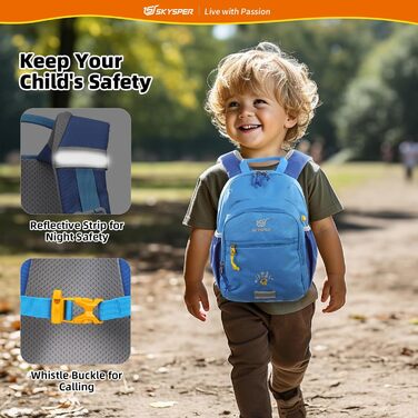 Дитячий рюкзак SKYSPER 8L для хлопчиків та дівчаток, рюкзак для прогулянок, повсякденного використання, з нагрудним ременем, подарунок, блакитний