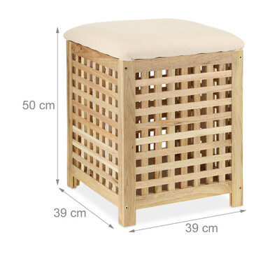Relaxdays Laundry Basket with Seat Walnut
