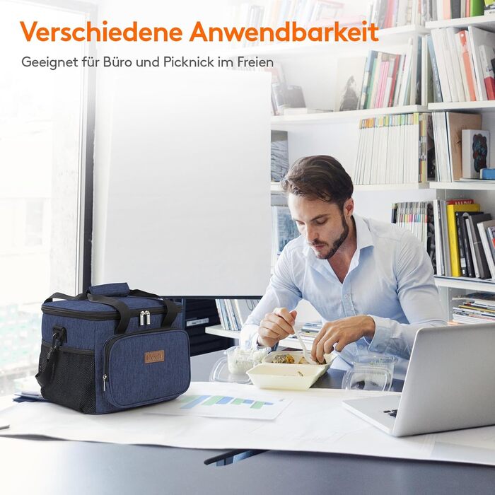 Термосумка-холодильник Lifewit 24L сірого кольору: компактна, складна, для їжі, напоїв, на роботу, у подорожі