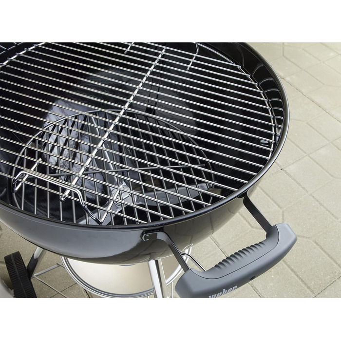 Вугільний гриль Weber Classic Kettle 47 см, порцелянове емалювання, з термометром і колесами, чорний