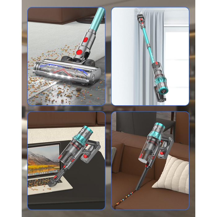 Бездротовий акумуляторний пилосос YU7 580W з потужністю всмоктування 47000Pa, час роботи до 70 хвилин, сенсорний екран, для килимів, шерсті тварин, твердих поверхонь