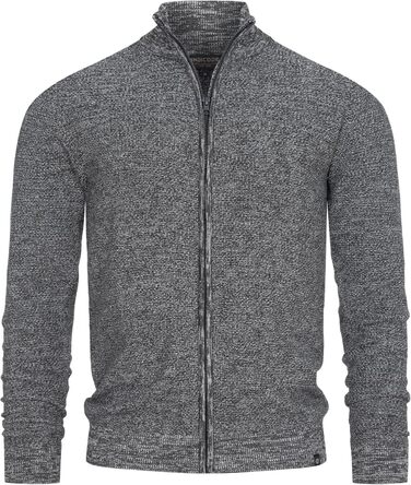 Чоловічий кардиган Indicode INWestmoon з коміром-стійкою | В'язаний кардиган з бавовняної суміші (L, Charcoal Mix)