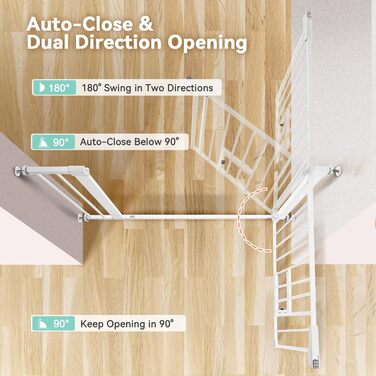 Захист для дверей COMOMY з люком для котів, 75-103см. Захист для собак та котів без свердління, автозакривання, розширюваний. Білий