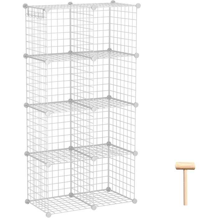 C&AHOME Wire Cube Storage, 6 - Metal Cube Organizer with C-Grid, Modular Shelf Units, Storage Shelf Racks, Closet Organizer, 93.5 in L x 31.8 in W x 93.5 in H, (8 Cubes, White)