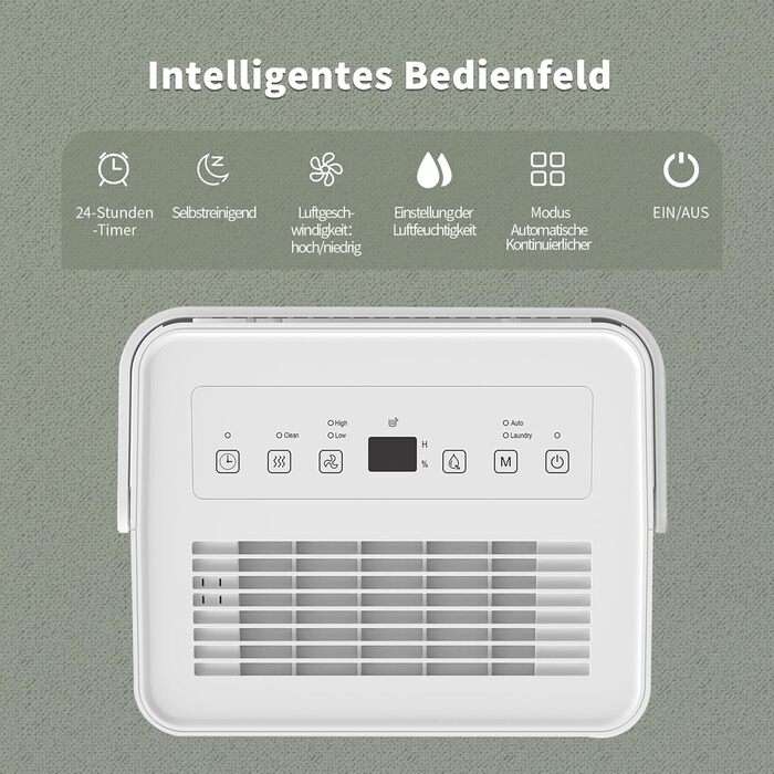 Електричний осушувач повітря Uhome 12L - 54м³, автоматичне вимкнення, сенсор вологості, режим сушіння білизни, фільтр з активованим вугіллям