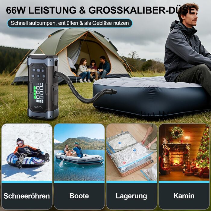 Powerbank для автомобіля Starthilfe 7000A з компресором 150PSI, 12V, до 10L дизеля, QC3.0, LCD, ліхтарик