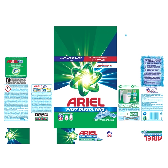 Пральний порошок Ariel «Гірська свіжість», 1,98 кг, 36 прань