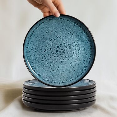 Набір посуду Twinzee Steingut 24 частини для 6 осіб: тарілки та миски, колекція Riviera Azur, з каменю, для мікрохвильової печі