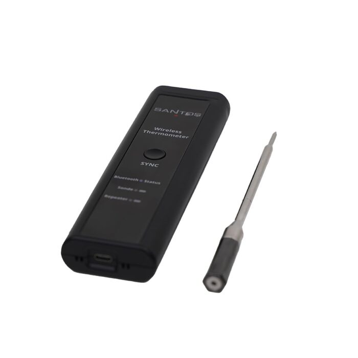 Беспроводний термометр для гриля SANTOS – Контроль через додаток (Android & iOS) – Дальність 100м – Подвійний датчик – До 300°C – Магнітне кріплення