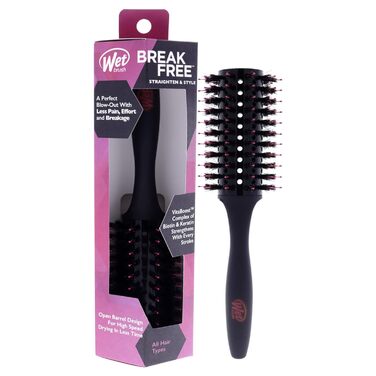 Кругла щітка Wet Brush для випрямлення та укладки волосся, підходить для всіх типів волосся, ідеальне сушіння з меншим пошкодженням, відкритий дизайн для швидкого сушіння, чорна