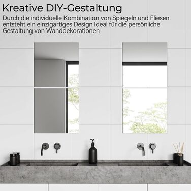 Дзеркальні наклейки 30x30 см, 8 шт. Гнучкі акрилові дзеркала на клейкій основі, для декору стін, шаф, спальні та ванної кімнати