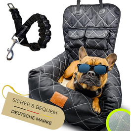 Автомобільний лежак для собак середнього розміру Fell & Bell, чорний | 2-в-1, зручний та стильний, для подорожей