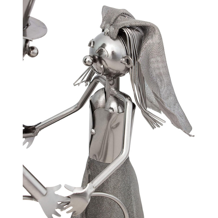 BRUBAKER Wine Bottle Holder Wedding Couple Bride and Groom Decorative Object Metal with Greeting Card for Wedding Gift