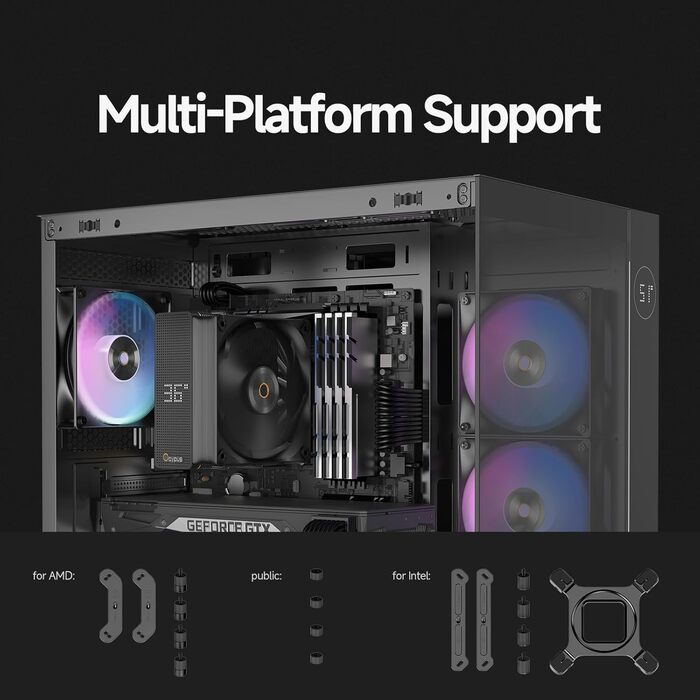 Ocypus Iota A62 BK: Кулер для CPU з цифровим дисплеєм, 6 heatpipes, 2 x 120mm вентилятори, підтримка AMD AM4/AM5, Intel LGA 115X/1200/1700/1851