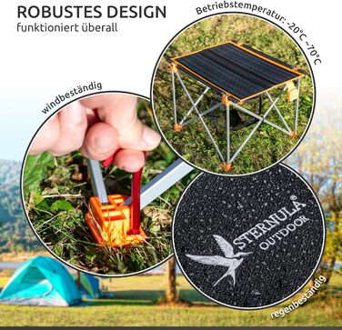 Сонячний складаний стіл з сонячною панеллю 33W та USB-зарядом для телефону | Легкий туристичний стіл для кемпінгу та відпочинку на природі