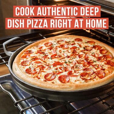 Chef Pomodoro Cast Iron Grill Pan – Cast Iron Grill Pan for Stove, Grill, Oven & Campfire – Cast Iron Pan - Pizza Pan Baking Sheet Round - Gas Grill Griddle - Cast Iron Pan for Gas Grill (36 cm Paella Pan)