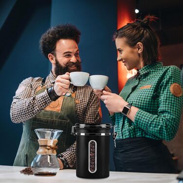 Кейс для кави ROCKY&CHAO 1.8L з нержавіючої сталі, герметичний, з вікном, для кавових зерен, чаю, горіхів, какао