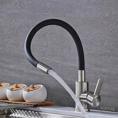 Кухонний змішувач Granite Sink, чорний з сріблом