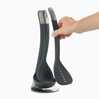 Набір кухонних аксесуарів Joseph Joseph Nest 5 шт. з магнітною підставкою, чорний/нержавіюча сталь, для компактної організації кухні, стійкий до миття в посудомийній машині