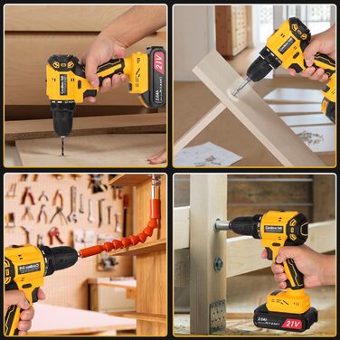 Акумуляторний шурупокрут-дрель 21V безщітковий 80Nm з набором аксесуарів 26-в-1, LED-ліхтар, кейс для дерева, металу, DIY