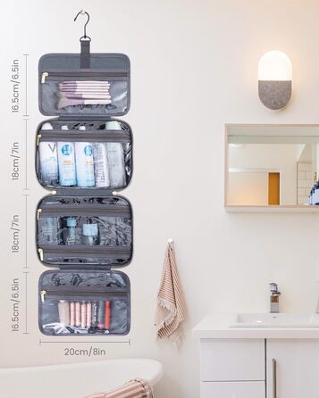 Чоловіча/Жіноча косметичка OVEVOOK водонепроникна для підвішування з гачками, велика з відділенням для прикрас (Сірий, M-Update)