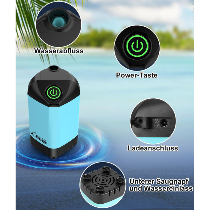 WADEO Portable Camping Shower Battery with Pump and Shower Bucket, Camping Shower with Rechargeable Battery, Mobile Shower Outdoor Showers with Shower Head, for Camping Trips, Garden, Hiking, Car Washing (Blue, with 20L Container)