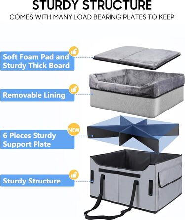 Автомобільний лежак для собак середніх порід, переноска-корзина для собак, з ременем безпеки та плюшевою подушкою, 45 кг