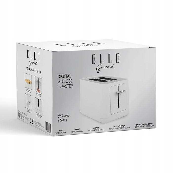 Цифровий тостер ELLE Panache на 2 скибки, 980 Вт, білий