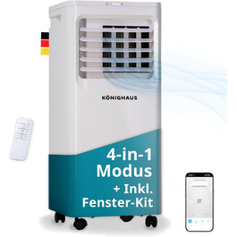 Мобільний кондиціонер Könighaus Smart | 7000 BTU (2,1 кВт) | 4-в-1: охолодження, осушувач, вентилятор, очищувач повітря | Керування через пульт та Alexa