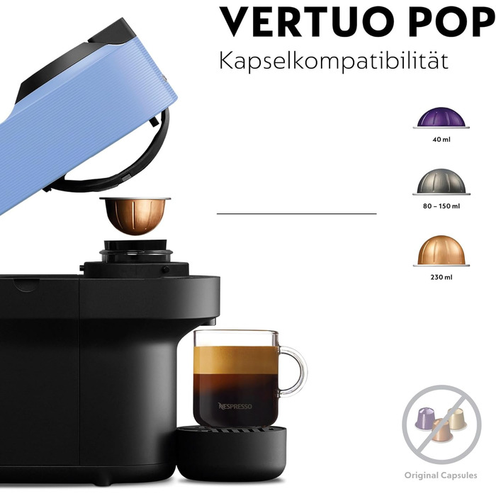 Кавомашина Nespresso Vertuo Pop ENV90.P: Cold Brew, Bluetooth, 4 розміри чашок, без Aeroccino, Pacific Blue