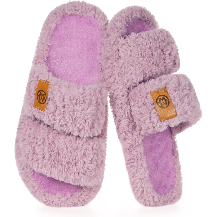 Домашні тапочки Dokela для жінок з меморі-піною, м'які, з штучним хутром, відкриті, легкі, з антиковзаючою підошвою, для дому, теплі, зручні, сліпони, 37/38 EU, фіолетові
