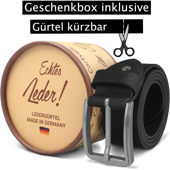 Чоловічий шкіряний ремінь Vintage з подарунковою коробкою - виготовлено в Німеччині. Ширина 40 мм, колір чорний, застібка срібна, 115 см.