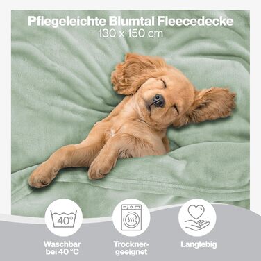 Пухнаста ковдра Blumtal Kuscheldecke: сертифікована Oeko-TEX флісова ковдра 150x200 см для дому та відпочинку. Ковдра для дивану, вітальні, тепла та затишку. Розмір 130x150 см, колір літнє зелене