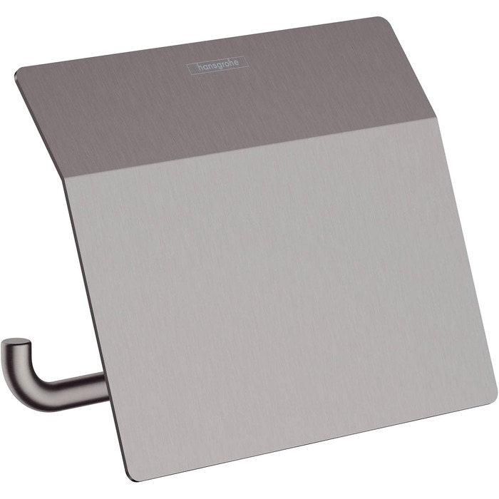 Hansgrohe AddStoris Toilet Paper Holder - Wall Mounted Tissue Holder with Cover - Brushed Black Chrome Bathroom Accessory