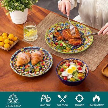 Набір посуду Porzellan vancasso 18 предметів (6 осіб) – тарілки, десертні тарілки, миски, серія KRVI