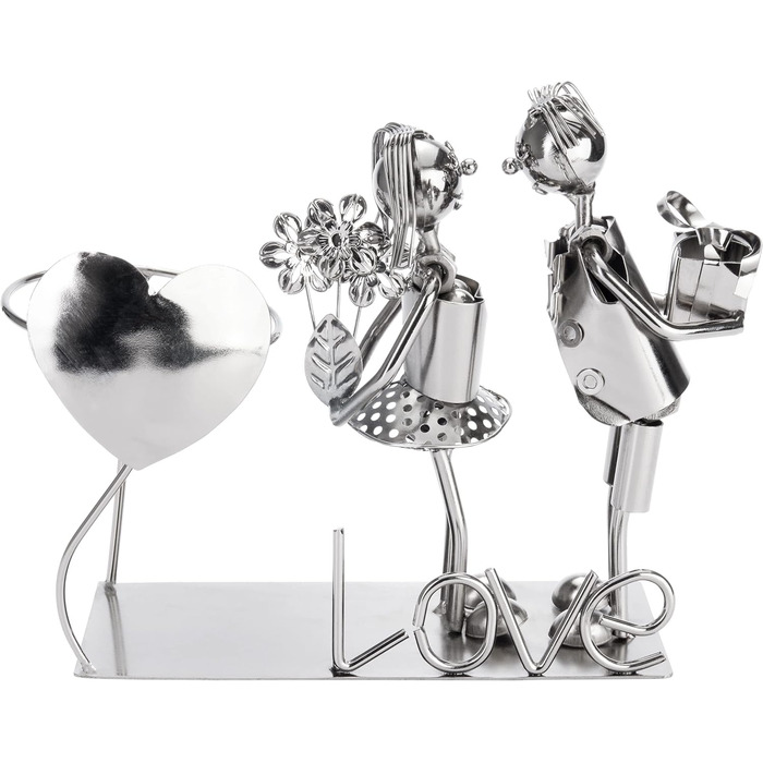 BRUBAKER Wine Bottle Holder - Loving Couple - Metal Bottle Stand with Greeting Card for Wine Gift