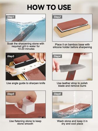 Набір алмазних точильних каменів Kalolary (11 шт.) з двосторонньою зернистістю 400/1000, 3000/8000 для заточування ножів, стамесок, рубанків з кутовою направляючою та неслизькою основою, з шкіряним ременем