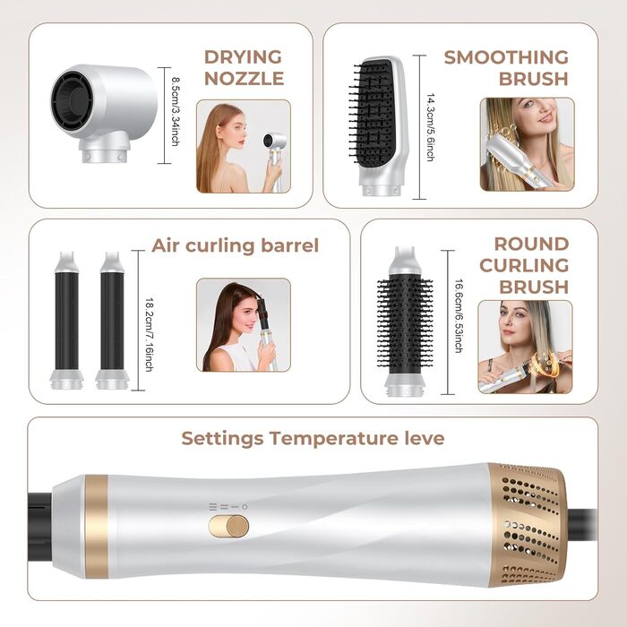 Набір для укладки волосся Souvik: щітка-фен, плойка, об'єм, сушка (білий)