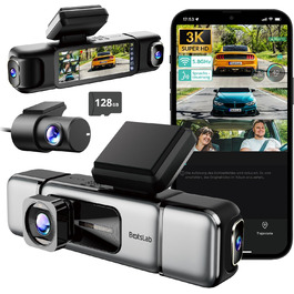 Dashcam BOTSLAB G980H 4-канальна з GPS, WiFi, IPS-дисплеєм та Super Night Vision, 3K+3*1080P, 128GB SD, G-Sensor, Loop-запис, Park Monitoring