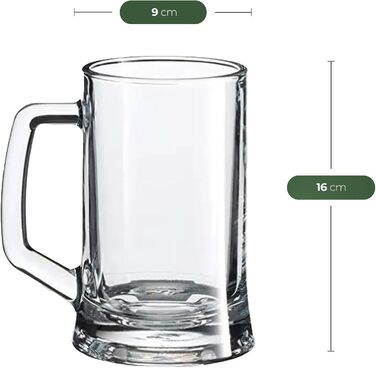 Pub Biersiedel 660 ml, Robust glass with handle, Dishwasher-safe, Classic pub design, Ideal for beer, shandy (beer mixed with lemonade), and chilled drinks, 12-piece set