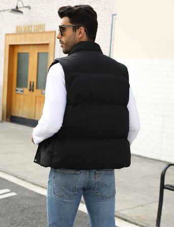 Чоловічий жилет Flygo з пухозаповнювачем, теплий, без рукавів, чорний (XL)
