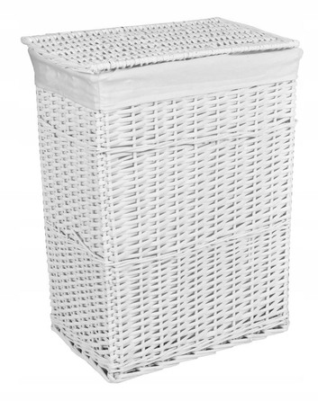 Білий плетений кошик для білизни 72л — місткий контейнер-скриня у стилі вікліру