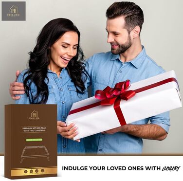 Бамбуковий піднос для сніданку Phillipa Home з 2 підставками - великий, для ноутбука 17,3 дюйма, їжі та напоїв