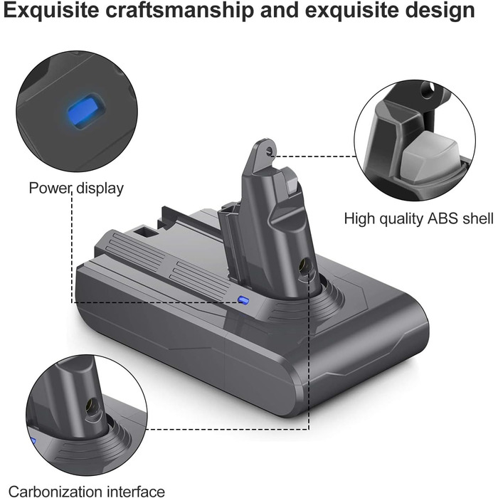 Замінний акумулятор 6800 mAh для пилососів Dyson V6 + 2 фільтри (DC62, DC58, DC59, DC61, DC72, DC74, SV03, SV05, SV06, SV07, SV09, V6 Absolute)