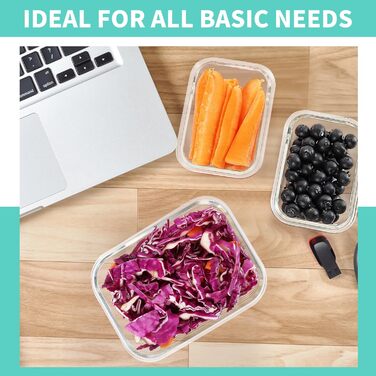 Набір контейнерів для зберігання продуктів Skroam: 10 штук, скло, BPA-free, для мікрохвильової печі та морозильника