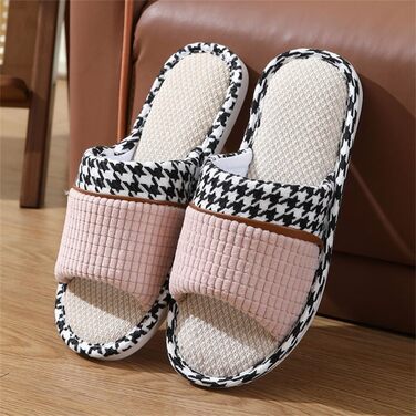 Зимові тапочки для гостей з льону, миючі, з антиковзким покриттям, жіночі/унісекс, відкриті, рожеві (38/39 EU)